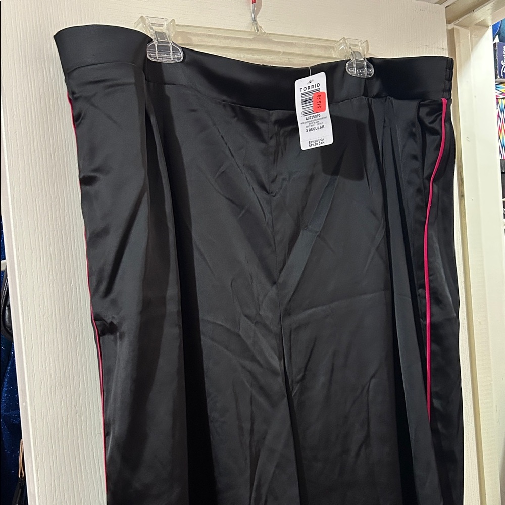 Torrid WIDE LEG Satin Pants with Pink Accent